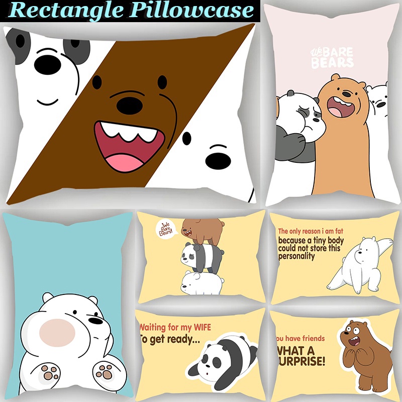 Vỏ Gối Chữ Nhật In Hình We Bare Bears Hai Mặt Bằng Polyeste Trang Trí Nhà Ở (Không Có Lõi)