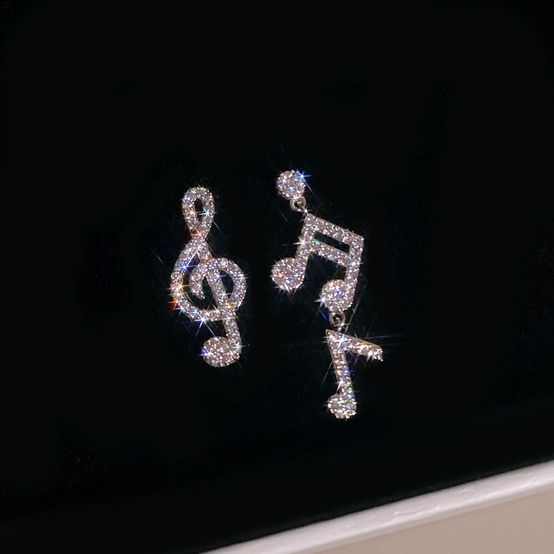 Bông Tai Trái Phải Không Đối Xứng Hình Nốt Nhạc Thời Trang Hàn Quốc