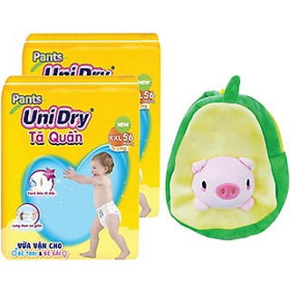 Combo 2 Tã Quần UniDry Ultra Jumbo XXL56 Tặng 01 Balo Trái Bơ Mặt Heo