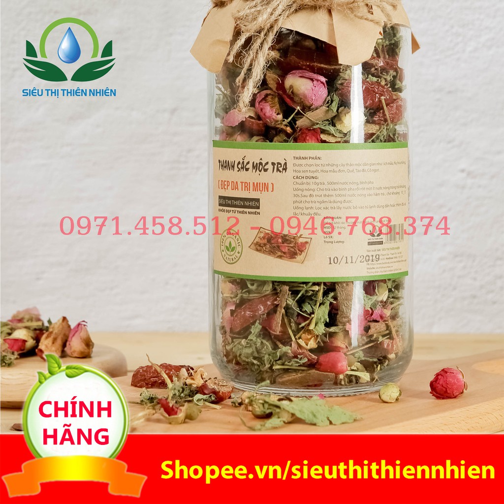 [Quà tặng]Trà đẹp da trị mụn-Thanh Sắc Mộc Trà Mộc Sắc lọ thủy tinh