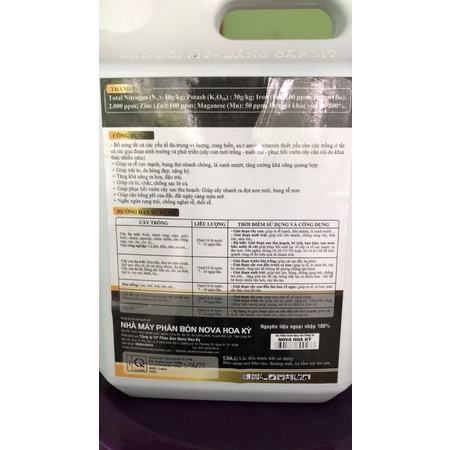 Phân bón Roots Nova Hoa Kỳ cal 5 lít