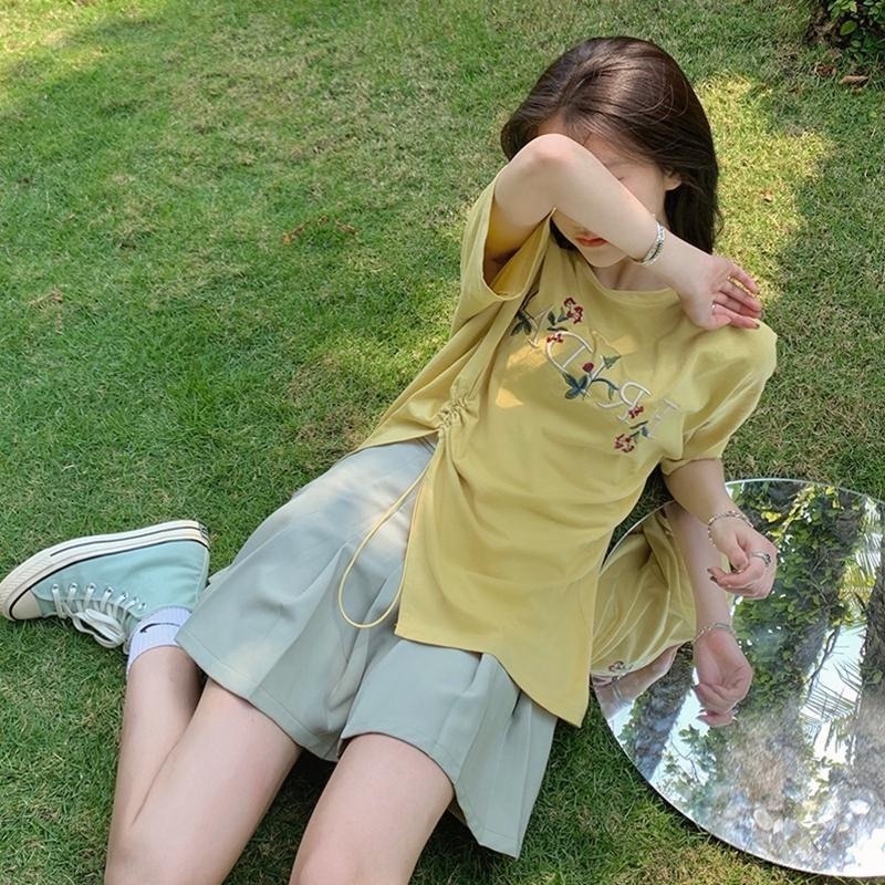 Áo Thun Cotton Ngắn Tay Dáng Rộng Thêu Họa Tiết Thời Trang Mùa Hè Cho Nữ