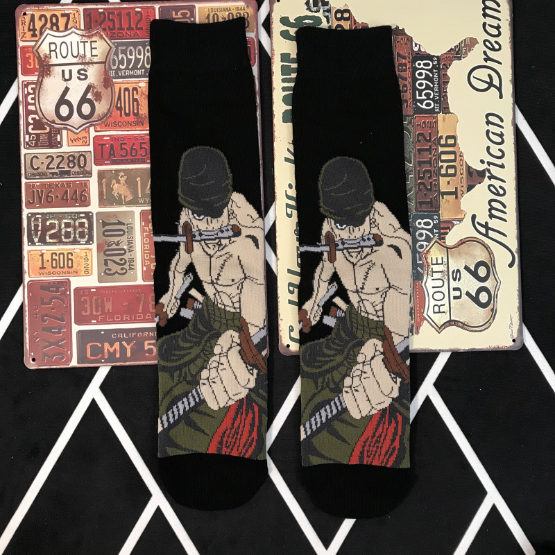 Tất Cotton Dài In Họa Tiết Hoạt Hình One Piece Phong Cách Nhật Bản