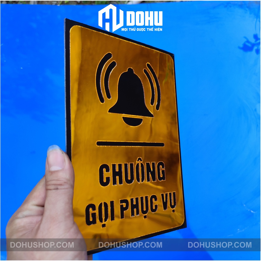 Bảng Gương Vàng Chuông Gọi Phục Vụ - Có sẵn keo dán - Làm theo yêu cầu