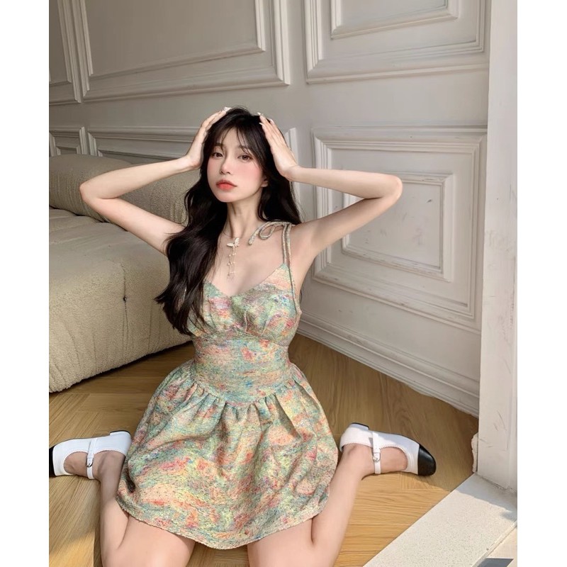 Ròm [Ảnh tuchup] ĐẦM 2S IN TRANG SƠN DẦU PHONG CÁCH RETRO HÀN QUỐC MỚI SIÊU XINH | BigBuy360 - bigbuy360.vn