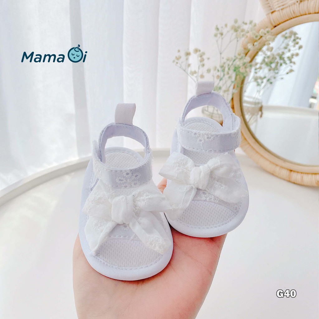 G40 Giày tập đi cho bé dép tập đi sandal trắng đế vải xốp lưới cho bé tập đi của Mama ơi - Thời trang cho bé