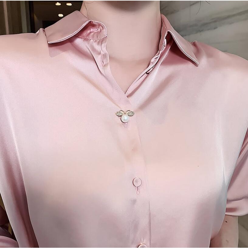 Ghim Cài Áo Cố Định Khăn Choàng Lụa Đính Ngọc Trai Hình Ong Chống Chói Thời Trang Mùa Hè Cao Cấp Cho Nữ