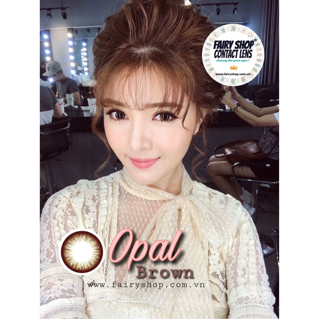 Áp tròng Opal brown cao cấp 14.2mm - Kính Áp Tròng FAIRY SHOP CONTACT LENS độ 0 đến 8