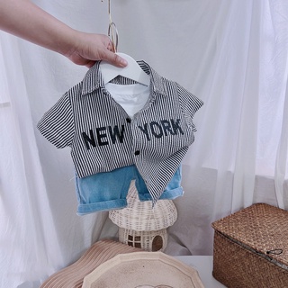 Set 3ct áo kẻ new york bé trai