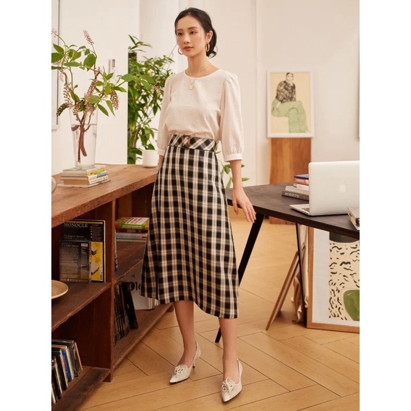 THANH LÝ OYSTER AND SNAIL - Chân váy Eunie màu nâu size Xs