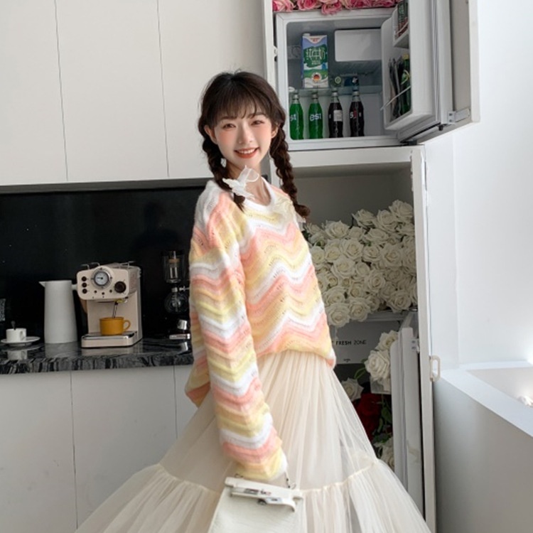 Áo sweater Dệt Kim Tay Dài Dáng Rộng Họa Tiết Xương Cá Thời Trang Thu Đông Hàng Mới 2022