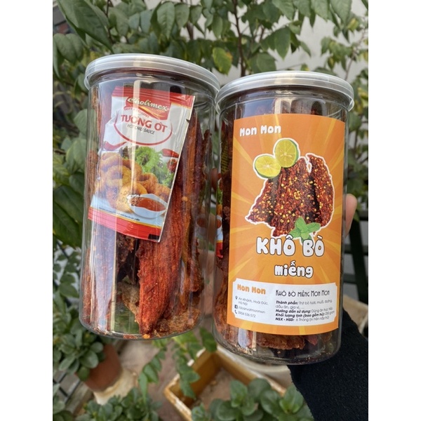 KHÔ BÒ MIẾNG - Hũ Pet - 250gr MonMon Food - đồ ăn vặt Hà Nội