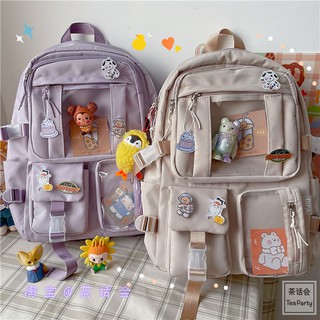 Image of Backpack backpack ins style large capacity high school student schoolbag female Korean Harajuku ulzzang cartoon backpack