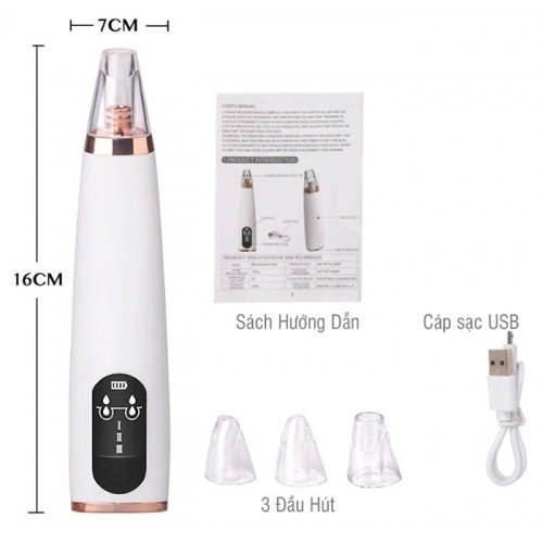 Máy hút mụn mini pin sạc 3 đầu cao cấp Blackhead Instrument