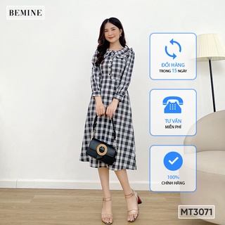 Đầm tay dài cổ sơ mi bèo bemine mt3071đen