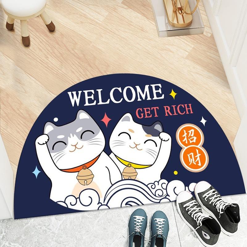 PVN49676 Thảm Chùi Chân Chống Trượt 3D Hình Quạt In Hình Thú Dễ Thương Giá Rẻ