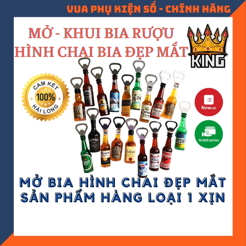 Dụng cụ mở bia kèm nam châm trang trí tủ lạnh hình chai bia, chai rượu đẹp mắt