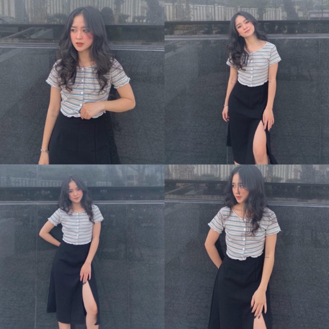 Áo Monika Croptop - áo top chất thun gần mềm mại from basic đơn giản ( kèm ảnh thật )