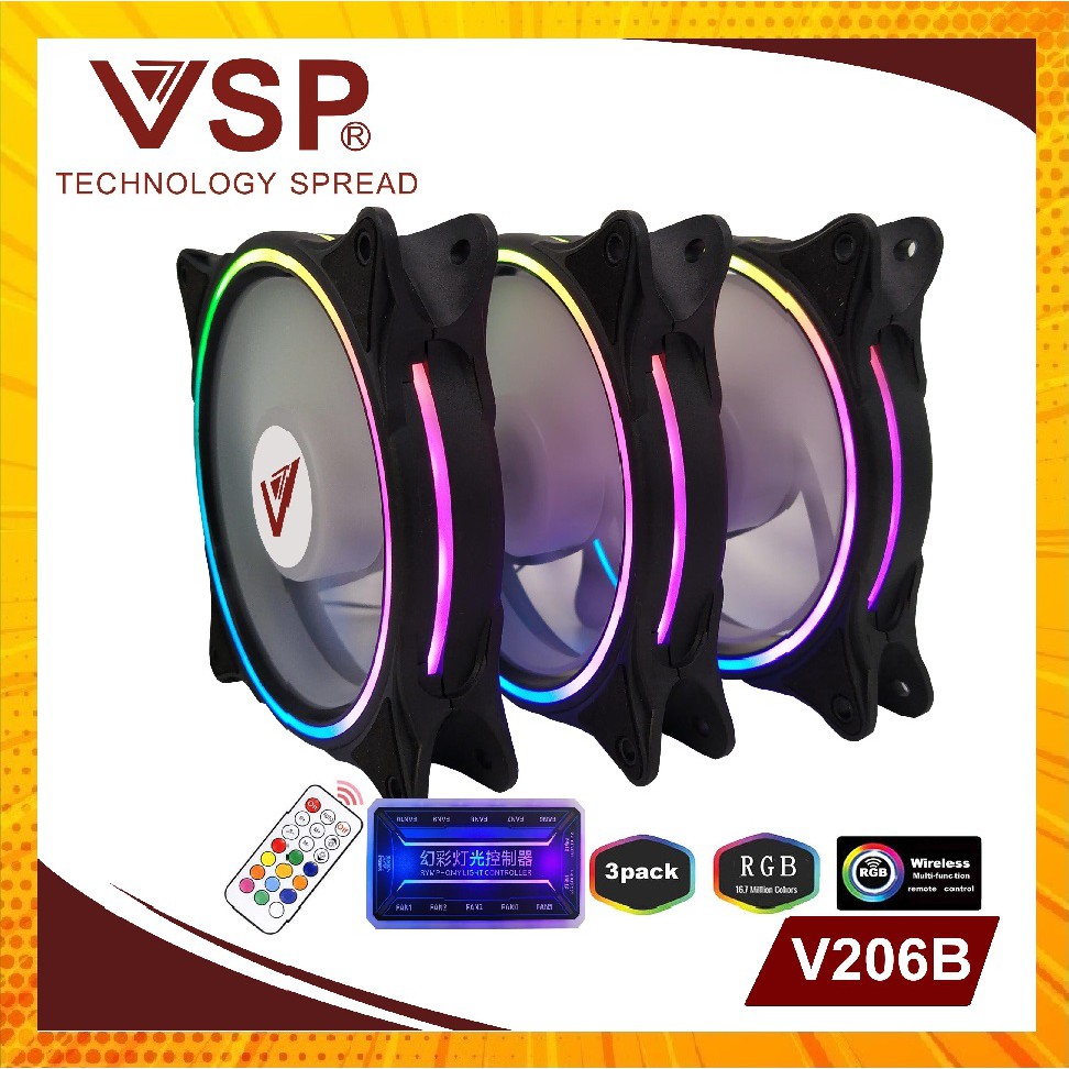 Bộ Kit 3 Fan V206/V206B LED RGB