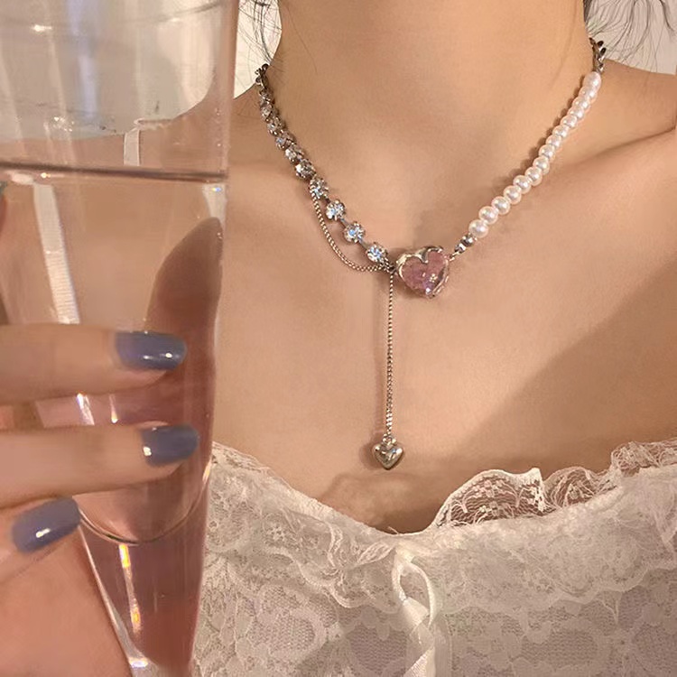 Dây Chuyền Ngọc Trai Mặt Trái Tim Thời Trang