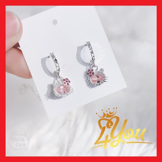 Hoa Tai Bạc Kitty Đá ✴️FREESHIP ✴️ Giảm 20K Khi Nhập [BAC925] Trang Sức Bạc 925 Cao Cấp
