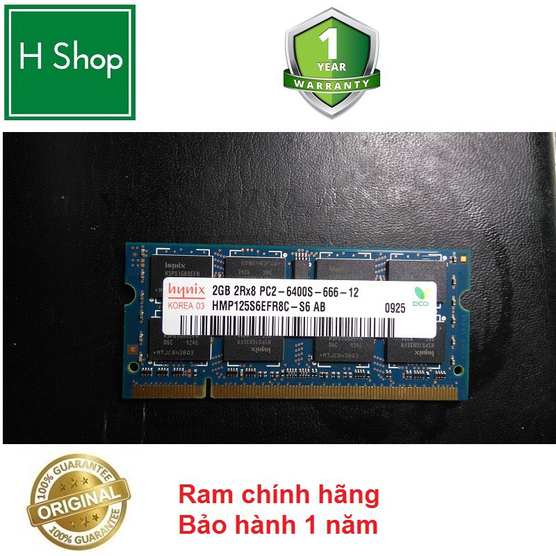 Ram laptop DDR2 2GB bus 800 - 6400s, hiệu Hynix chính hãng, bảo hành 1 năm