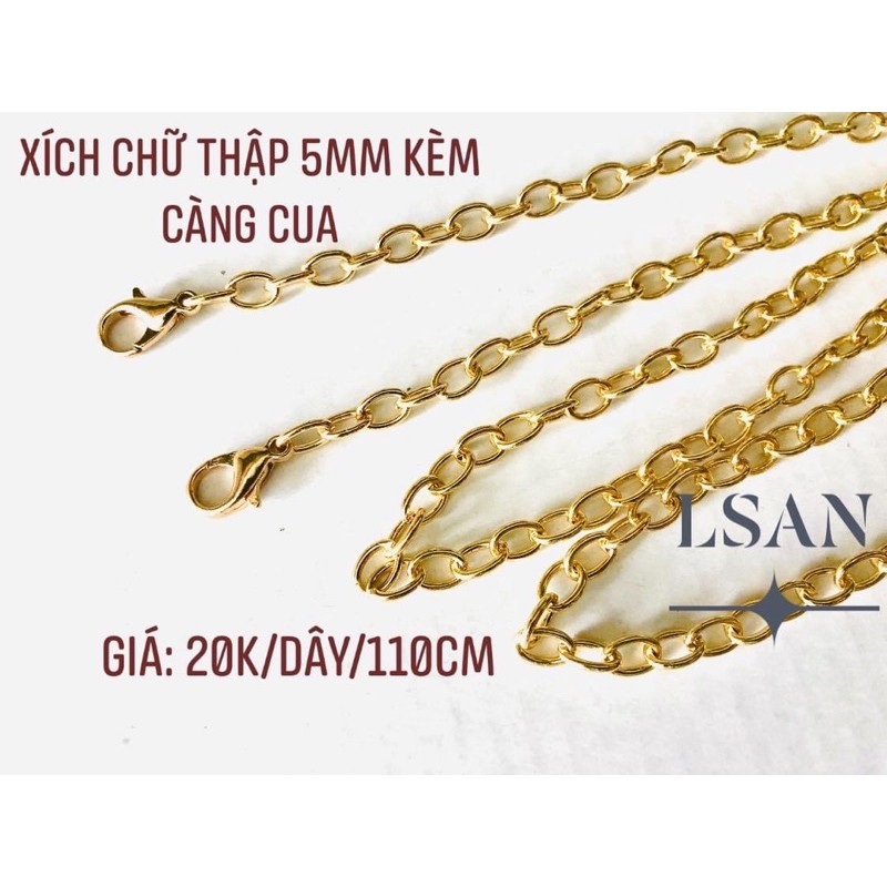 Xích Chữ Thập Sẵn Càng Cua - Ngang 5mm - Dài 110cm - Phụ kiện túi xách