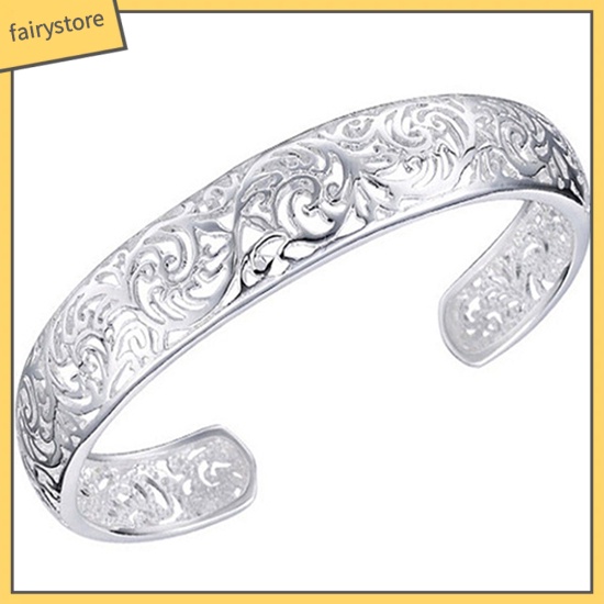 Vòng tay bạc 925 dạng mở họa tiết khoét rỗng đơn giản cao cấp dành cho nữ