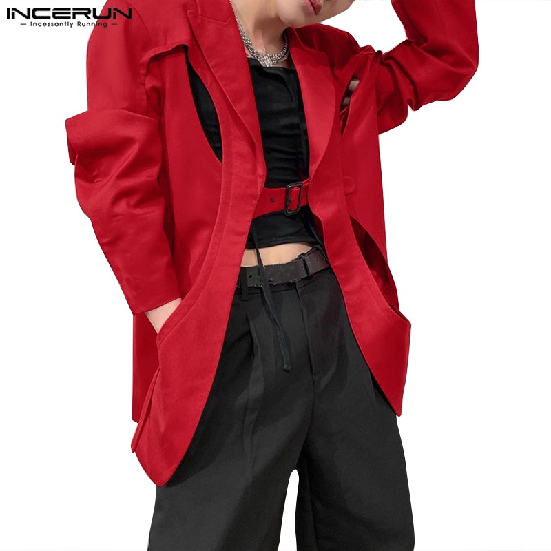 Áo khoác blazer INCERUN tay dài dáng rộng phong cách hippie thời trang dự tiệc cho nam giới