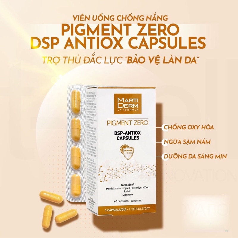 Viên Uống Chống Nắng, Làm Sáng Da - MartiDerm Pigment Zero DSP Antiox Capsules