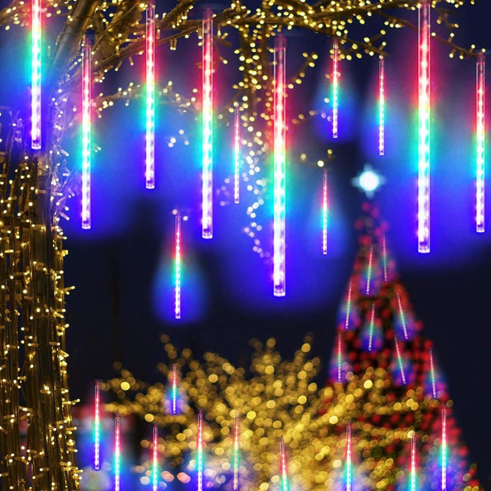Đèn Trang Trí Dây Đèn Led Sao Băng 50cm Thả Xuống 8 Ống Ngang 3m Trang Trí Tiệc Ngoài Trời Sân Vườn Noel