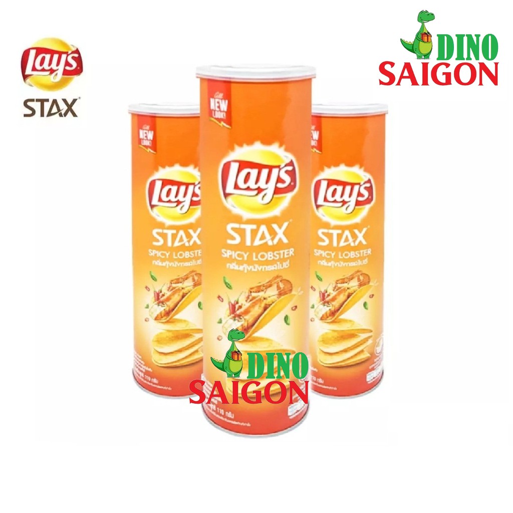 Bộ 3 Hộp Bánh Snack Khoai Tây Miếng Lay's Stax Thái Vị Tôm Hùm Nướng Ngũ Vị 105g