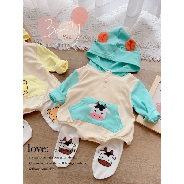 Sét body mũ liền kèm quần cho bé