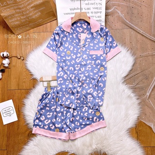 Đồ bộ ngủ nữ pijama lụa Latin tay ngắn quần đùi Freesize