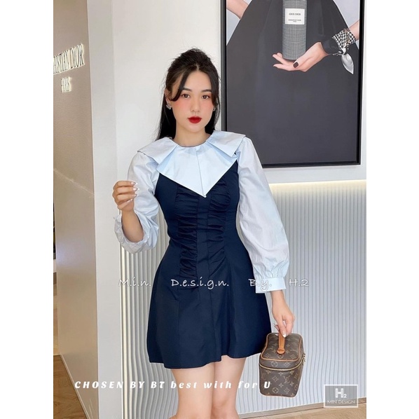 Váy đen phối xanh ( kèm hình thật tự chụp )