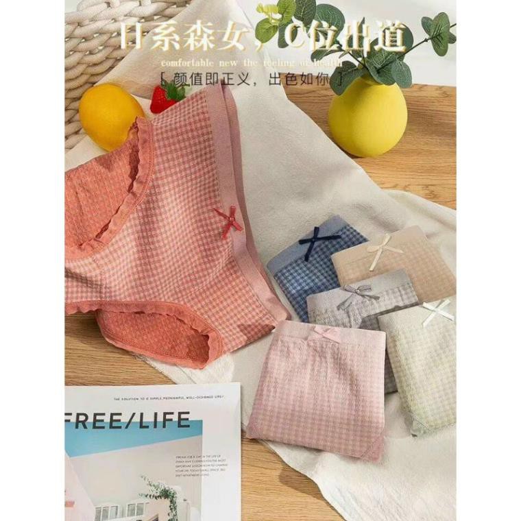 Quần Lót Cotton Phối Kẻ Caro Viền Ren Siêu Mềm Mã 555 | BigBuy360 - bigbuy360.vn