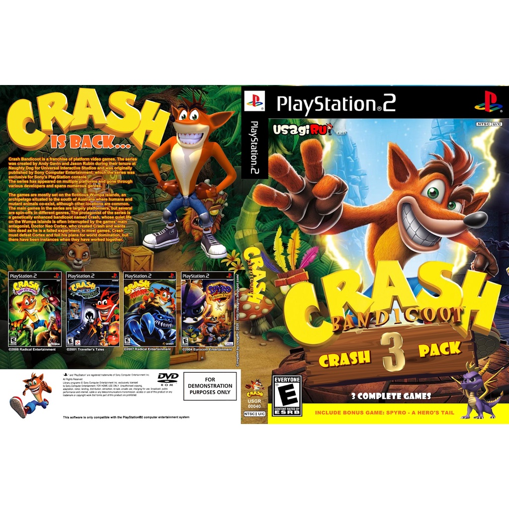 Đĩa trò chơi BANDICOOT PS2 CRASH Chất lượng tốt Giao hàng nhanh (DVD)