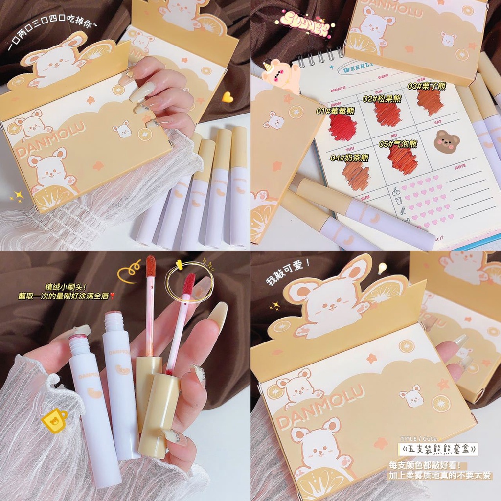 Bộ 5 Son Kem Lì Lâu Trôi Chống Dính Cốc Hình Điếu Thuốc Dễ Thương ZM0413ZOE
