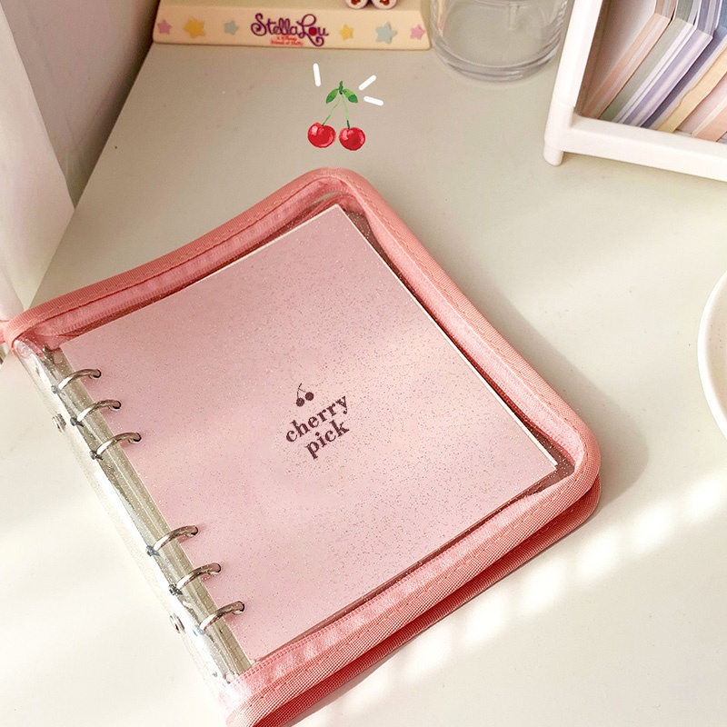 Set 80 Tấm Vỏ Bọc Sổ Tay Bằng PVC Có Khóa Kéo Chống Thấm Nước Họa Tiết Cherry Pick