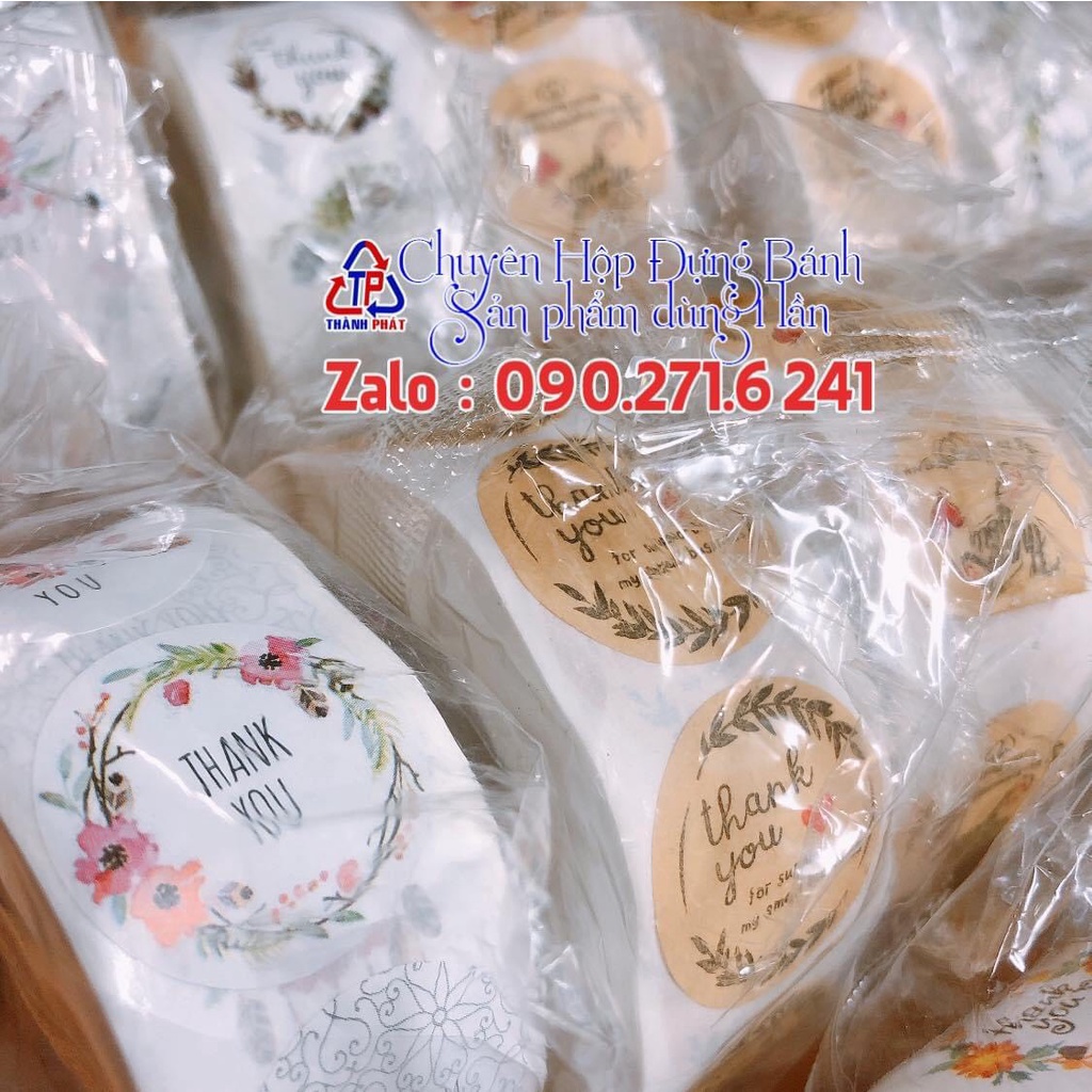 500 Tem niêm phong hộp bánh chữ Thank You