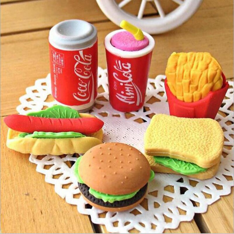 Set 6 gôm tẩy hình thức ăn độc đáo đáng yêu