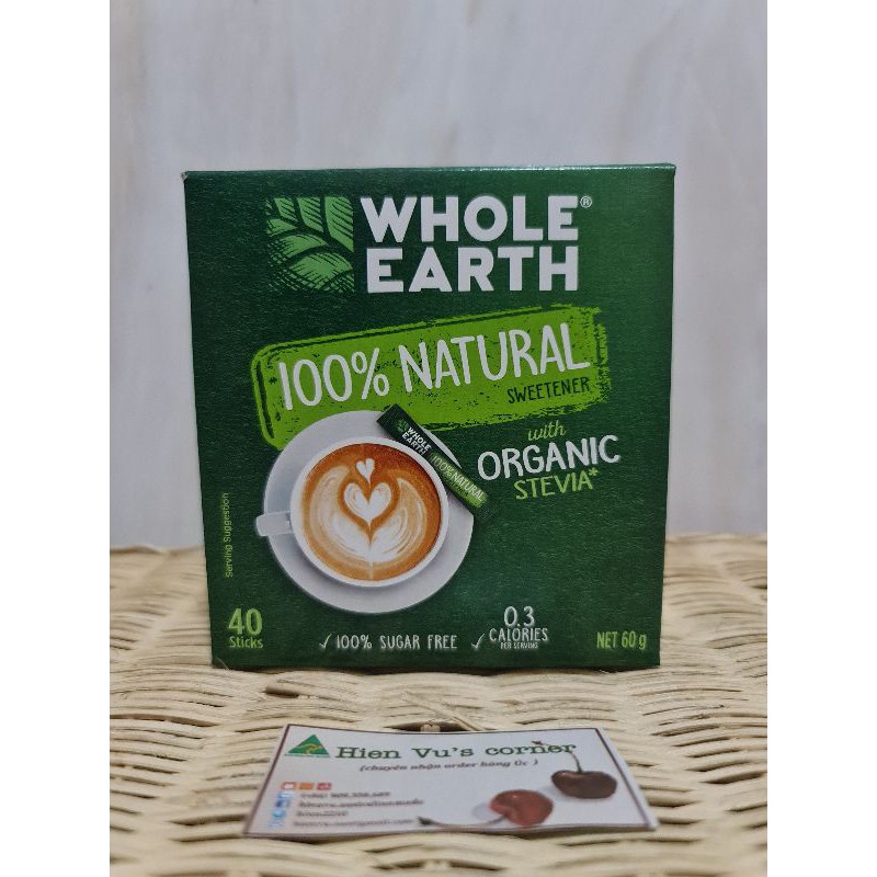 ĐƯỜNG CỎ NGỌT HỮU CƠ STEVIA/ NATVIA / WHOLE EARTH - ÚC (tiểu đường/ Giảm cân/làm bánh/ pha chế/ nấu ăn/ ăn Keto) ORGANIC