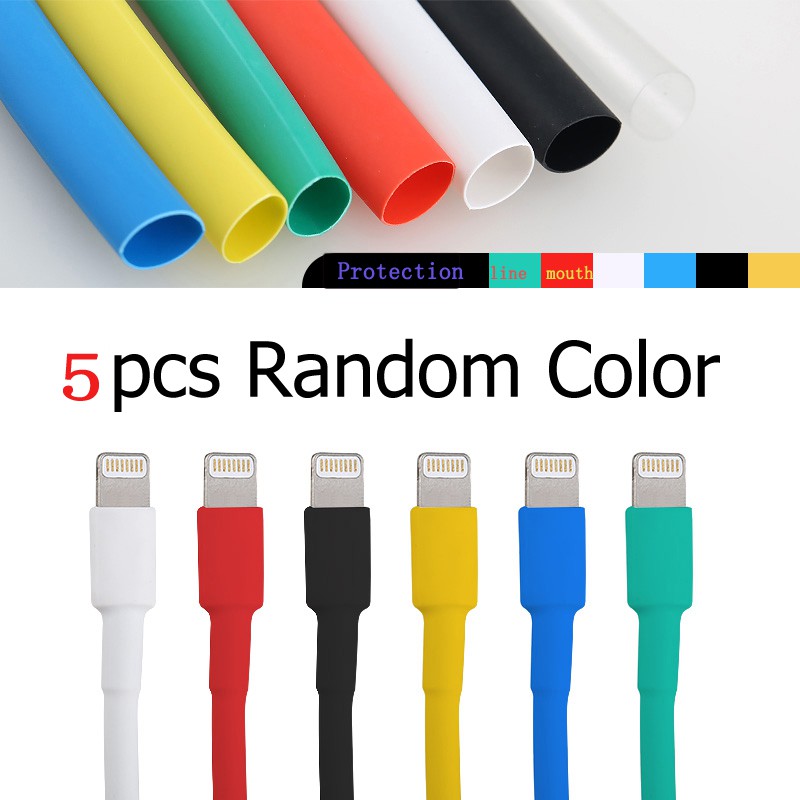 Bộ 5 phụ kiện bảo vệ dây cáp sạc USB thích hợp cho Iphone x xr xs 8 7 6 5 plus