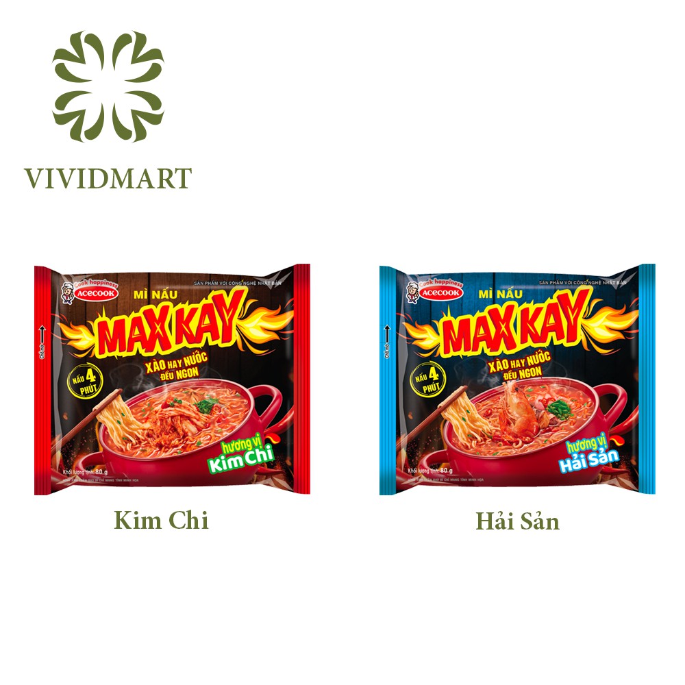 [Toàn quốc] MÌ NẤU MAXKAY VỊ HẢI SẢN, MAX KAY VỊ KIM CHI - GÓI MAXCAY 80g - ĂN MAX CAY - ACECOOK