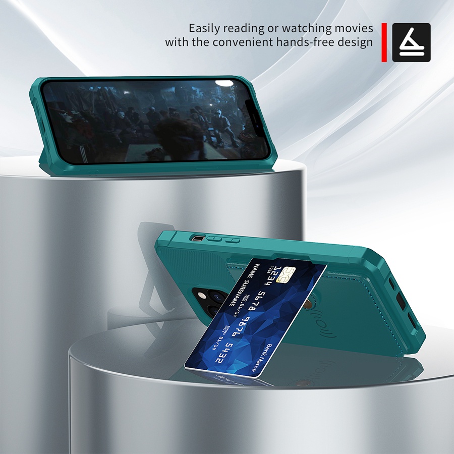 Bao Da PU Điện Thoại Có Ngăn Đựng Thẻ Từ Tính Cho iPhone 13 Pro Max 13 Mini