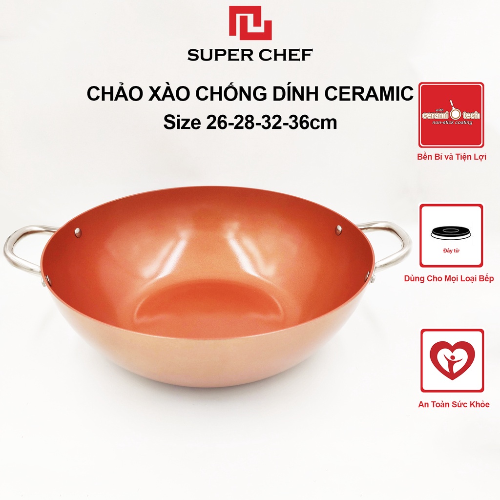 Chảo Chống Dính Ceramic Sâu Lòng Super Chef Chiên Xào Tiện Lợi