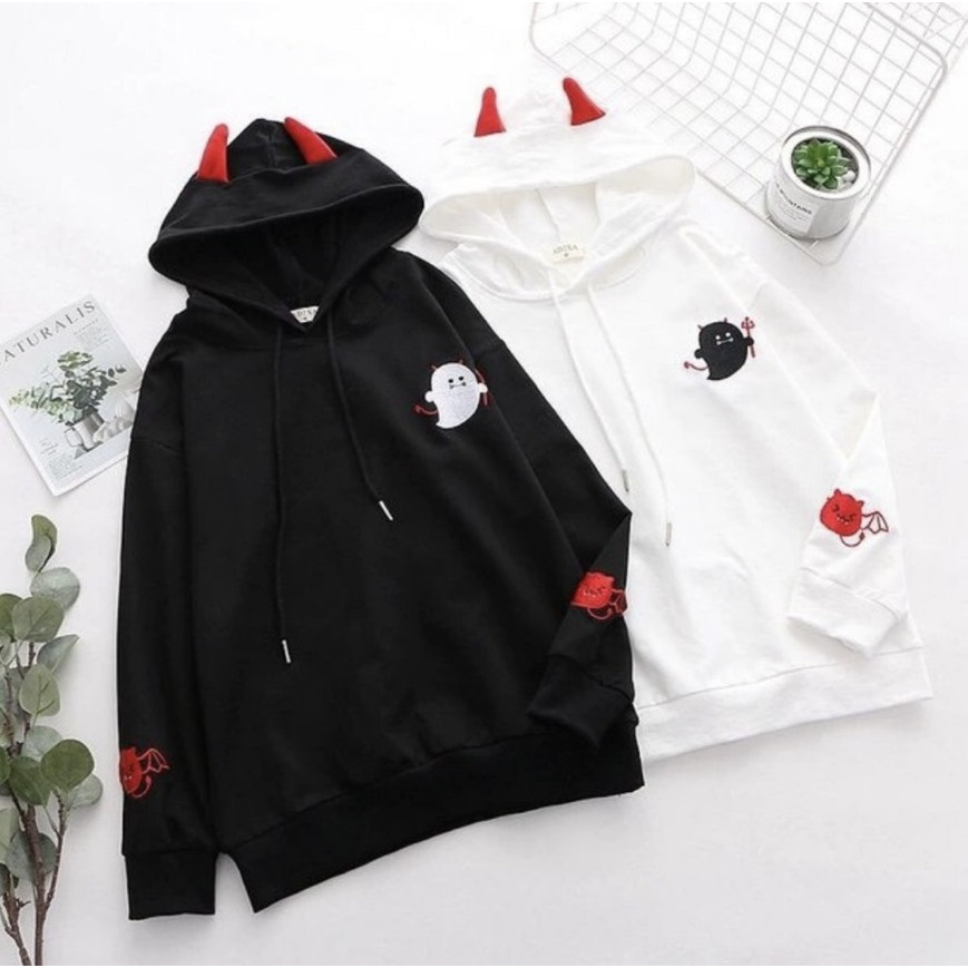 Áo Hoodie Nón Chui Trùm Đầu Nữ Nam Unisex Chất Vải Nỉ Poly Nam Nữ, Quỷ Nhỏ WAH067NO