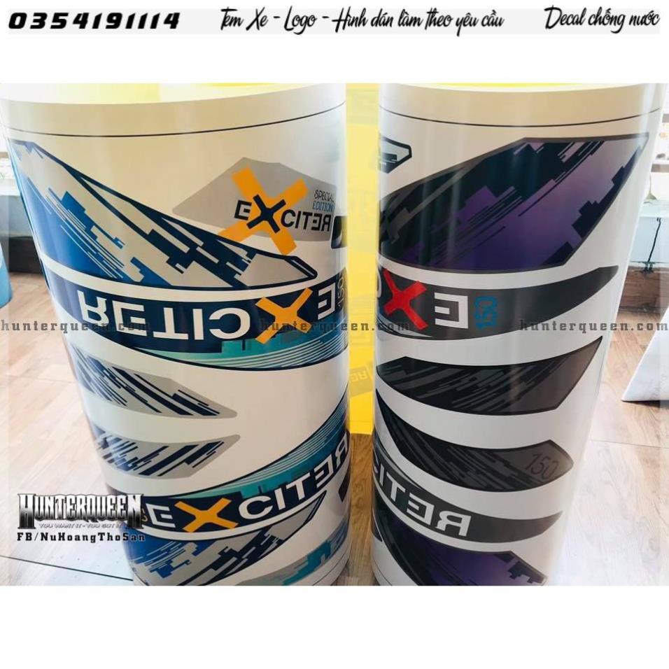 Tem in UV cao cấp. Exciter 150 đời 2020, hoàng hôn và bình minh.Decal tem xe ép nhiệt kích thước chuẩn