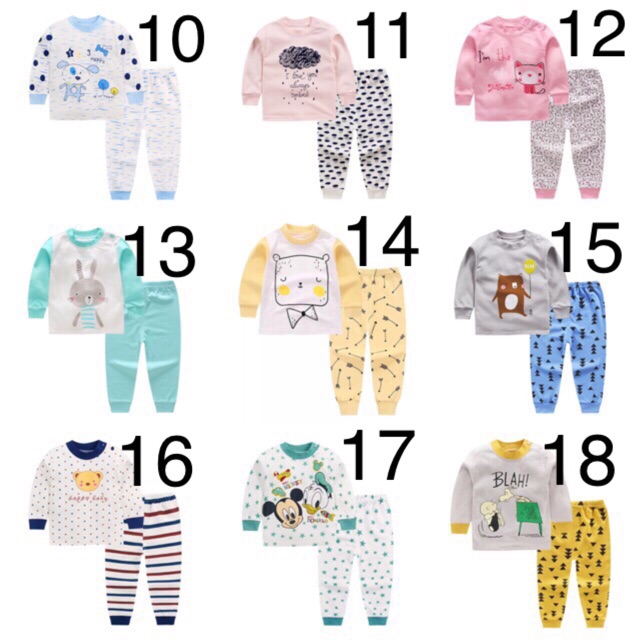 Bộ cotton dài Quảng Châu 9-16kg (mẫu 10-18)