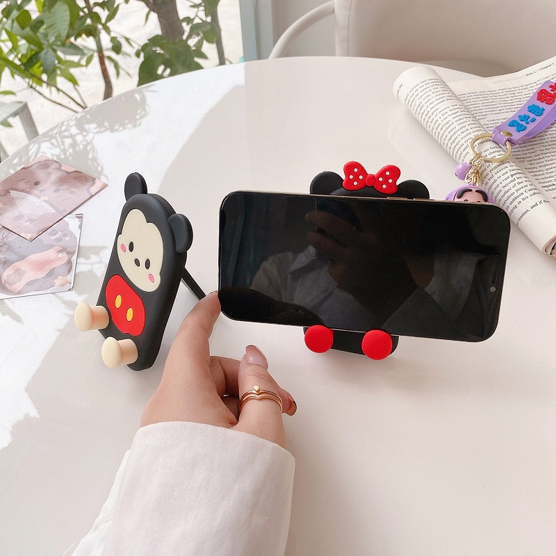 DISNEY Giá Đỡ Điện Thoại/Máy Tính Bảng Hình Chuột Mickey/Minnie/Minnie Đáng Yêu Có Thể Gấp Gọn